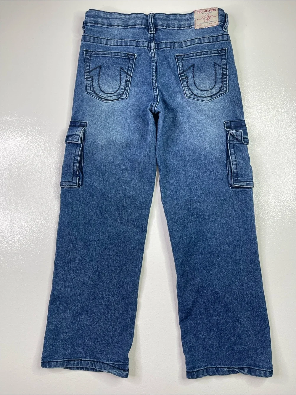 True Religion Kids Cargo Straight Leg Medium Wash Jeans Size M (10/12)